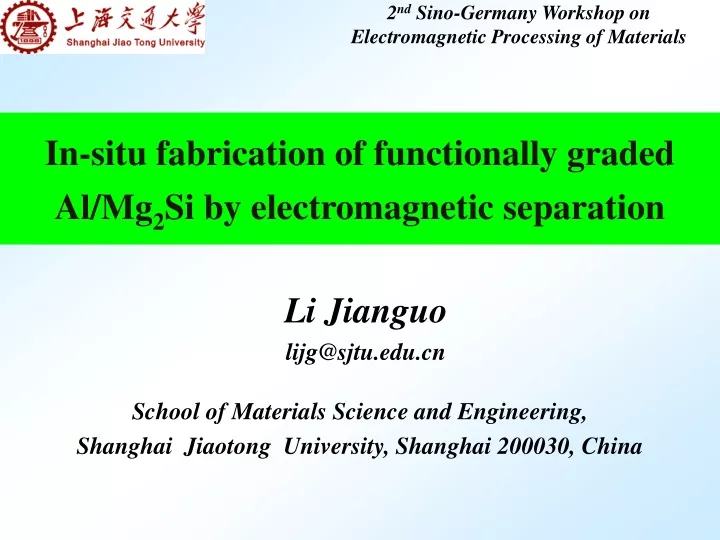 in situ fabrication of functionally graded al mg 2 si by electromagnetic separation