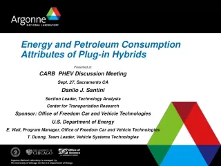 Energy and Petroleum Consumption Attributes of Plug-in Hybrids