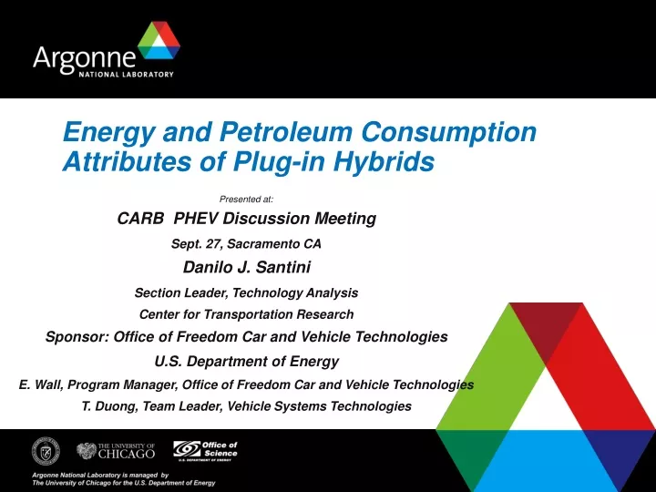energy and petroleum consumption attributes of plug in hybrids