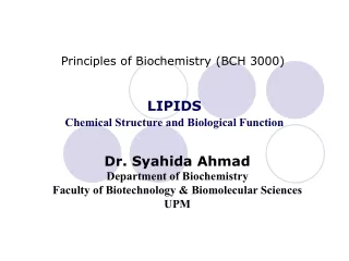 LIPIDS Chemical Structure and Biological Function