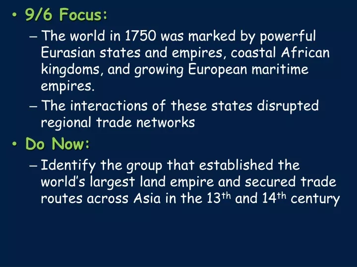 9 6 focus the world in 1750 was marked