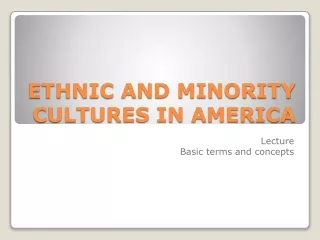 ETHNIC AND MINORITY CULTURES IN AMERICA