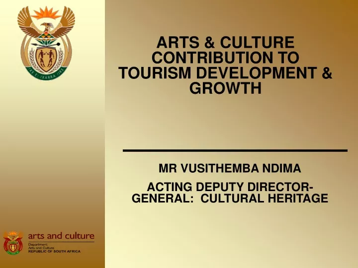 arts culture contribution to tourism development