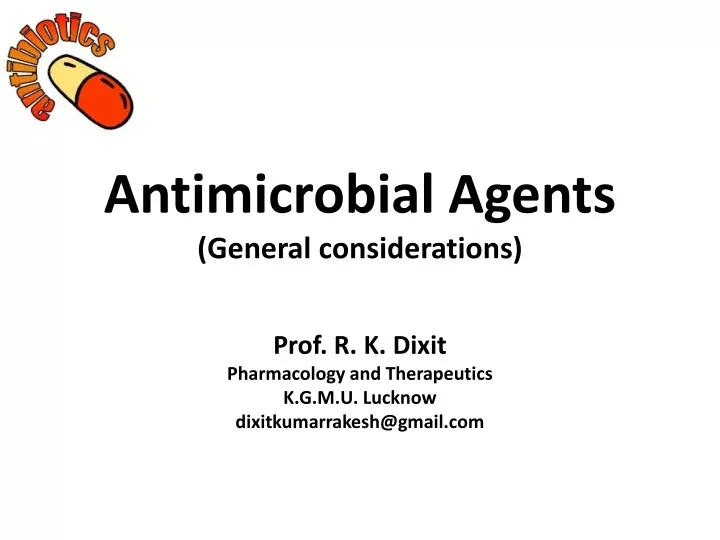 antimicrobial agents general considerations