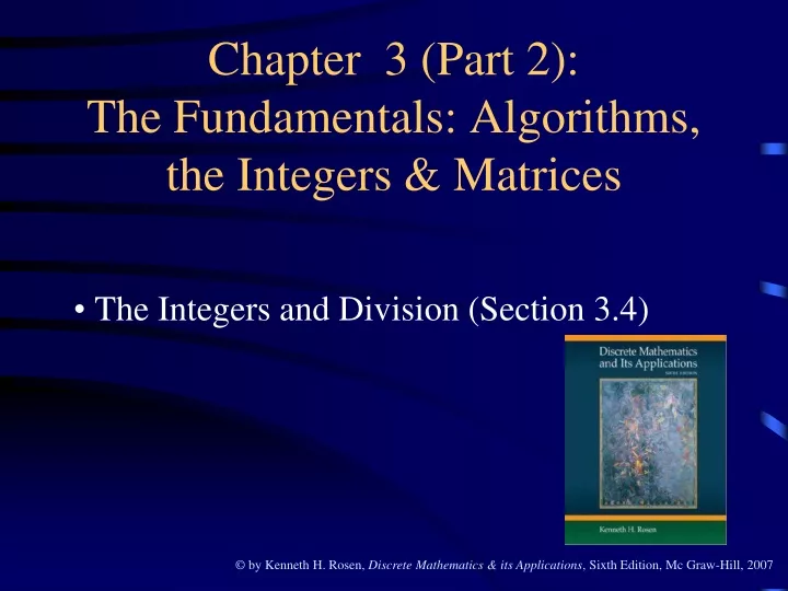 chapter 3 part 2 the fundamentals algorithms the integers matrices