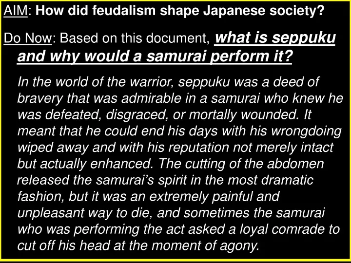 aim how did feudalism shape japanese society