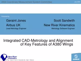 Integrated CAD-Metrology and Alignment of Key Features of A380 Wings