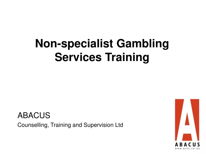 non specialist gambling services training