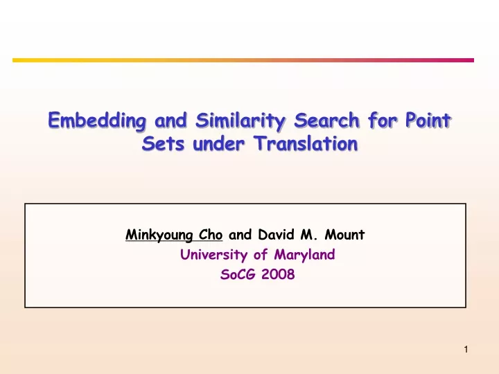 embedding and similarity search for point sets under translation