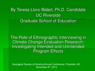 By Teresa Lloro-Bidart, Ph.D. Candidate UC Riverside Graduate School of Education