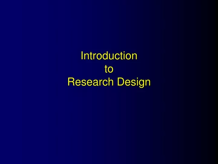 introduction to research design