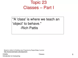 Topic 23 Classes – Part I