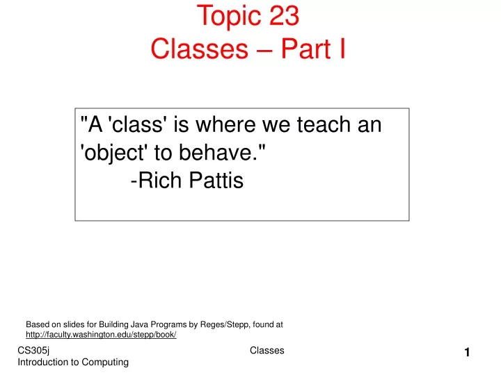 topic 23 classes part i