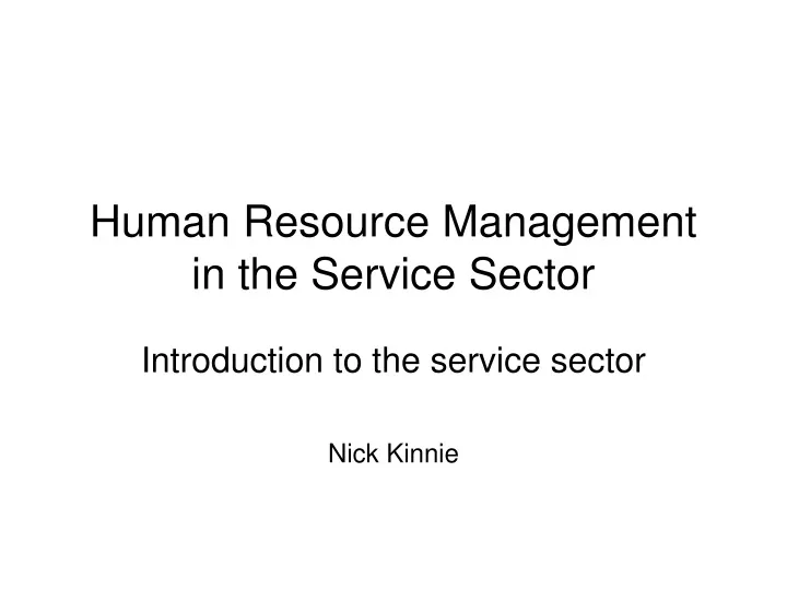 human resource management in the service sector