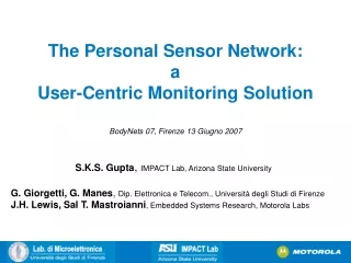 The Personal Sensor Network:  a  User-Centric Monitoring Solution
