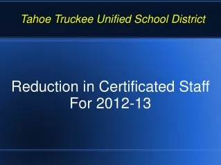Reduction in Certificated Staff For 2012-13