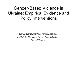 gender based violence in ukraine empirical evidence and policy interventions