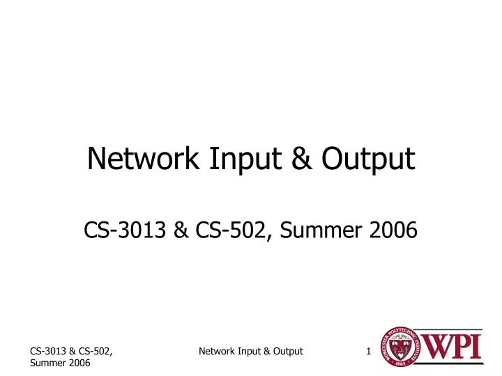 network input output