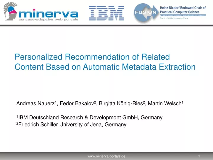 personalized recommendation of related content based on automatic metadata extraction