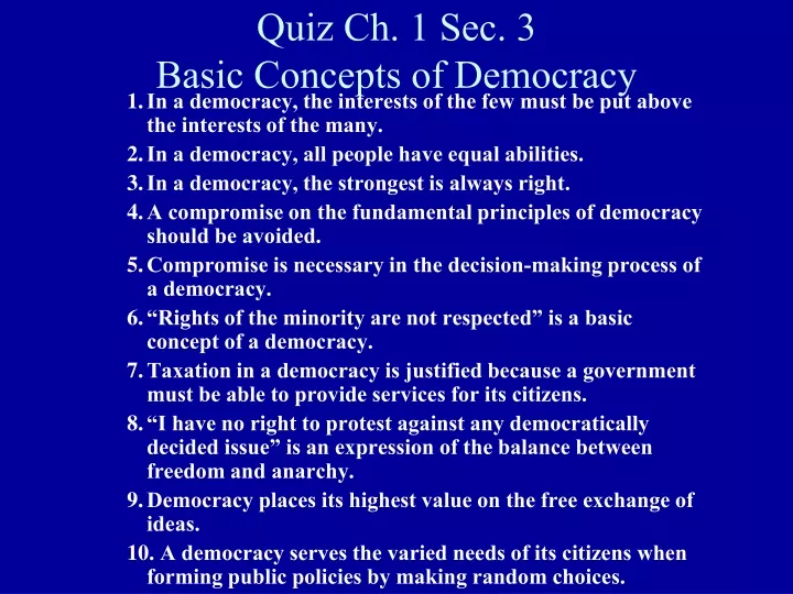 quiz ch 1 sec 3 basic concepts of democracy