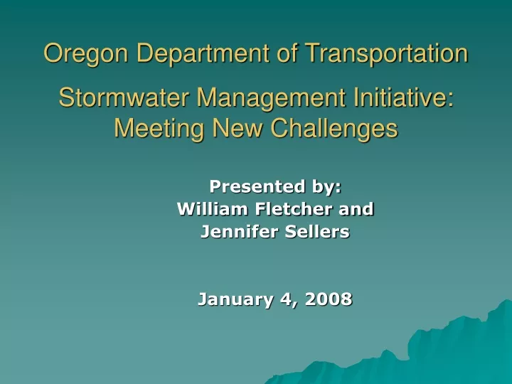 oregon department of transportation stormwater management initiative meeting new challenges
