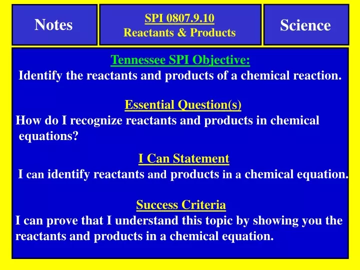 spi 0807 9 10 reactants products