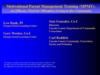 Motivational Parent Management Training (MPMT):