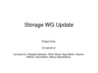 Storage WG Update