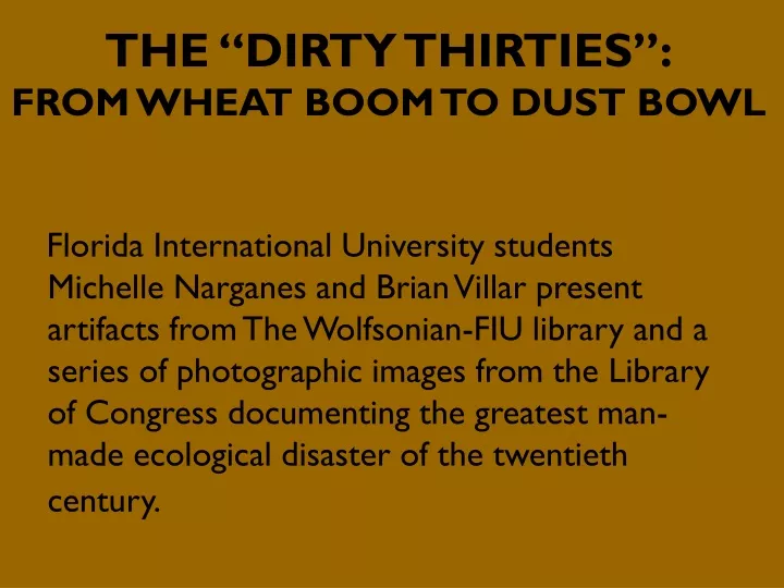 the dirty thirties from wheat boom to dust bowl