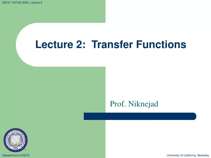 lecture 2 transfer functions