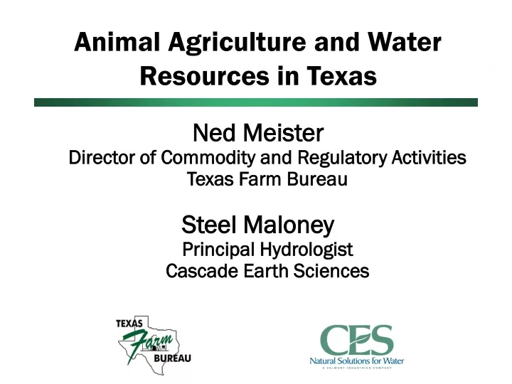 animal agriculture and water resources in texas