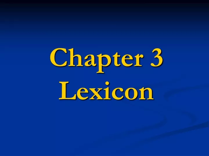 chapter 3 lexicon