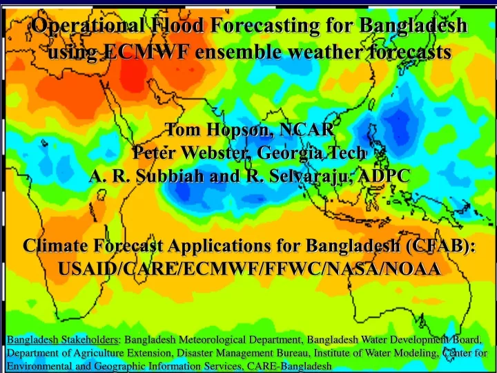 operational flood forecasting for bangladesh