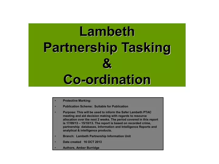 lambeth partnership tasking co ordination