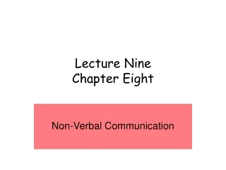 Lecture Nine Chapter Eight