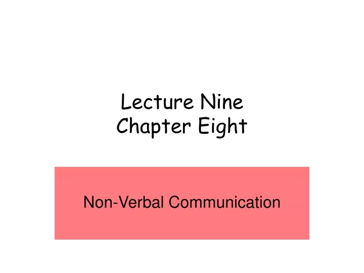 lecture nine chapter eight