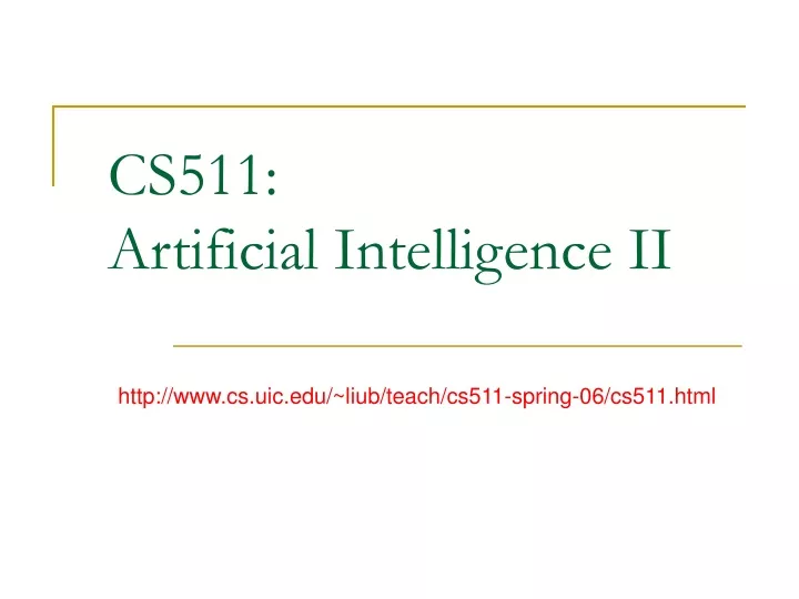 cs511 artificial intelligence ii