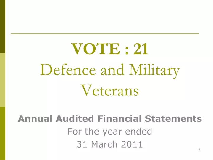 vote 21 defence and military veterans