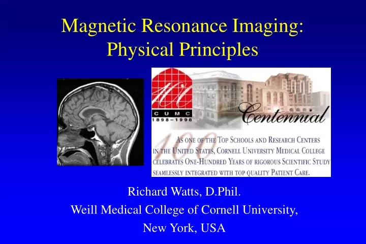 magnetic resonance imaging physical principles