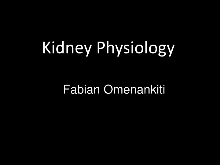 kidney physiology