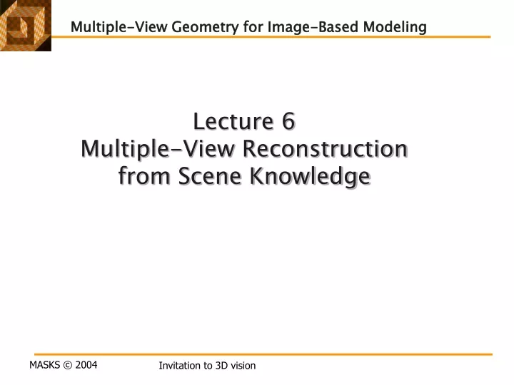 multiple view geometry for image based modeling