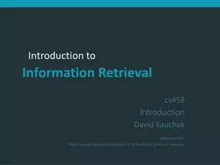cs458 Introduction David Kauchak