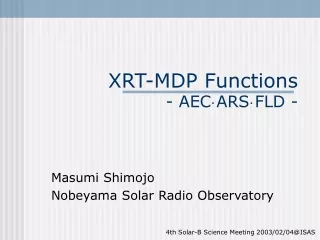 XRT-MDP Functions - AEC · ARS · FLD -
