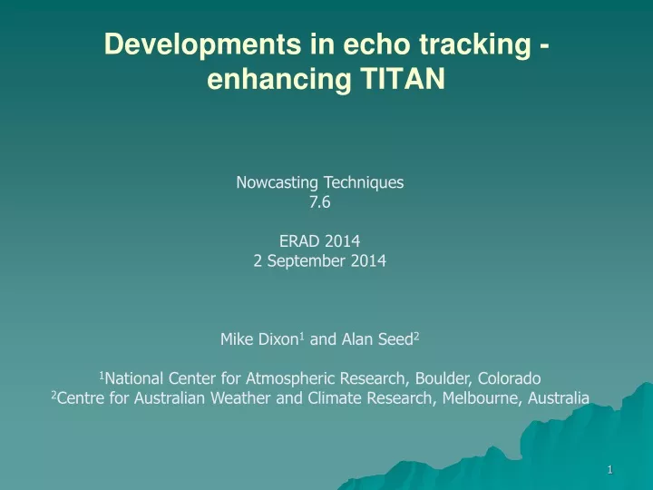 developments in echo tracking enhancing titan