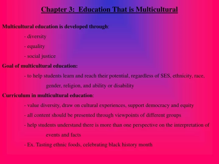 chapter 3 education that is multicultural