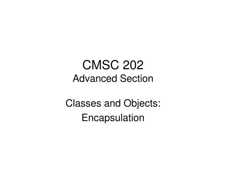 cmsc 202 advanced section