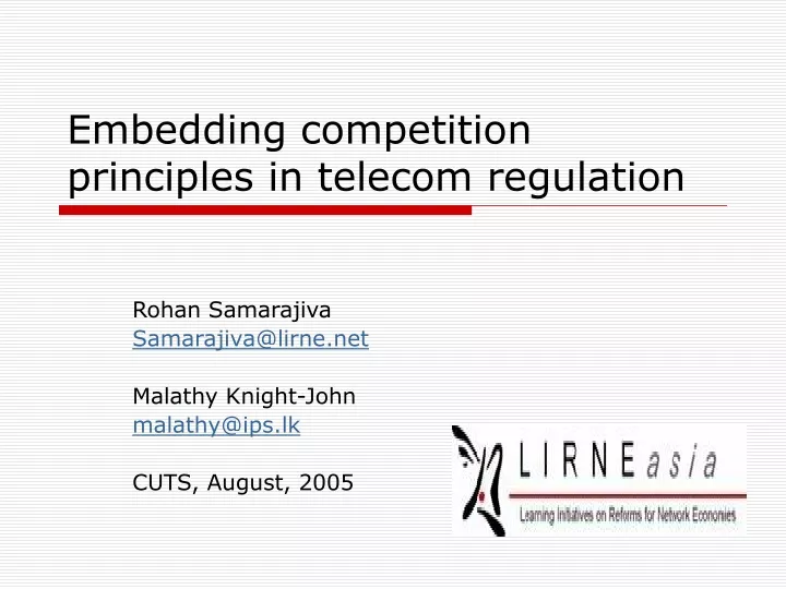 embedding competition principles in telecom regulation