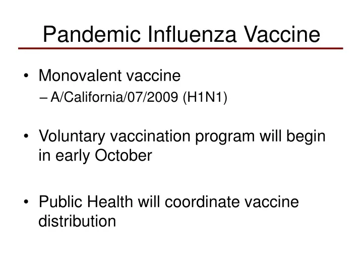 pandemic influenza vaccine