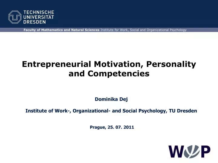 entrepreneurial motivation personality and competencies