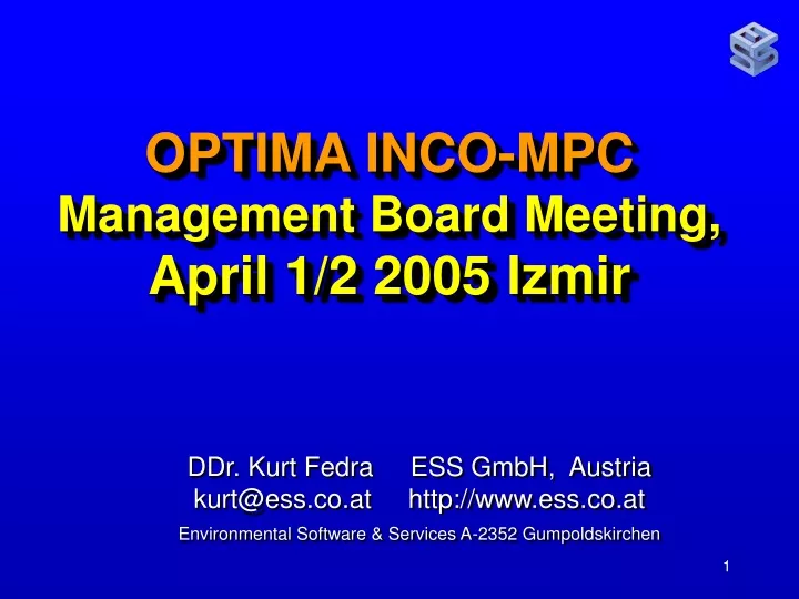 optima inco mpc management board meeting april 1 2 2005 izmir